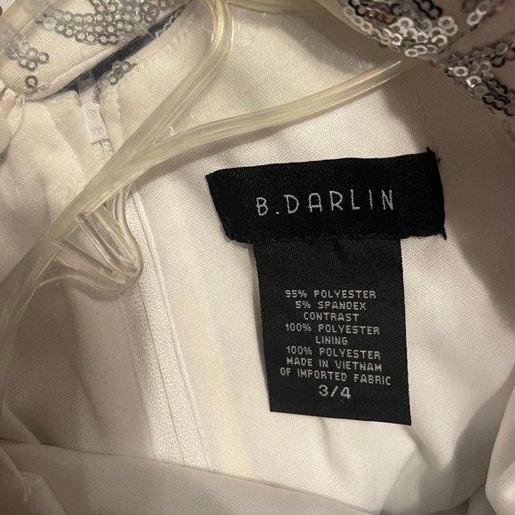 B Darlin WHITE Polyester Dress with Lining and Silver Sequence - Prom/Party - Picture 4 of 4